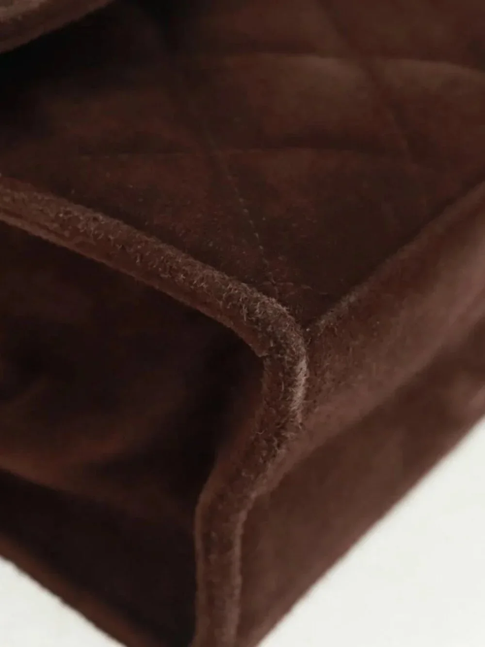 CHANEL Matelasse Gripoa Hand Bag Suede Brown Gold CC Auth 163367V